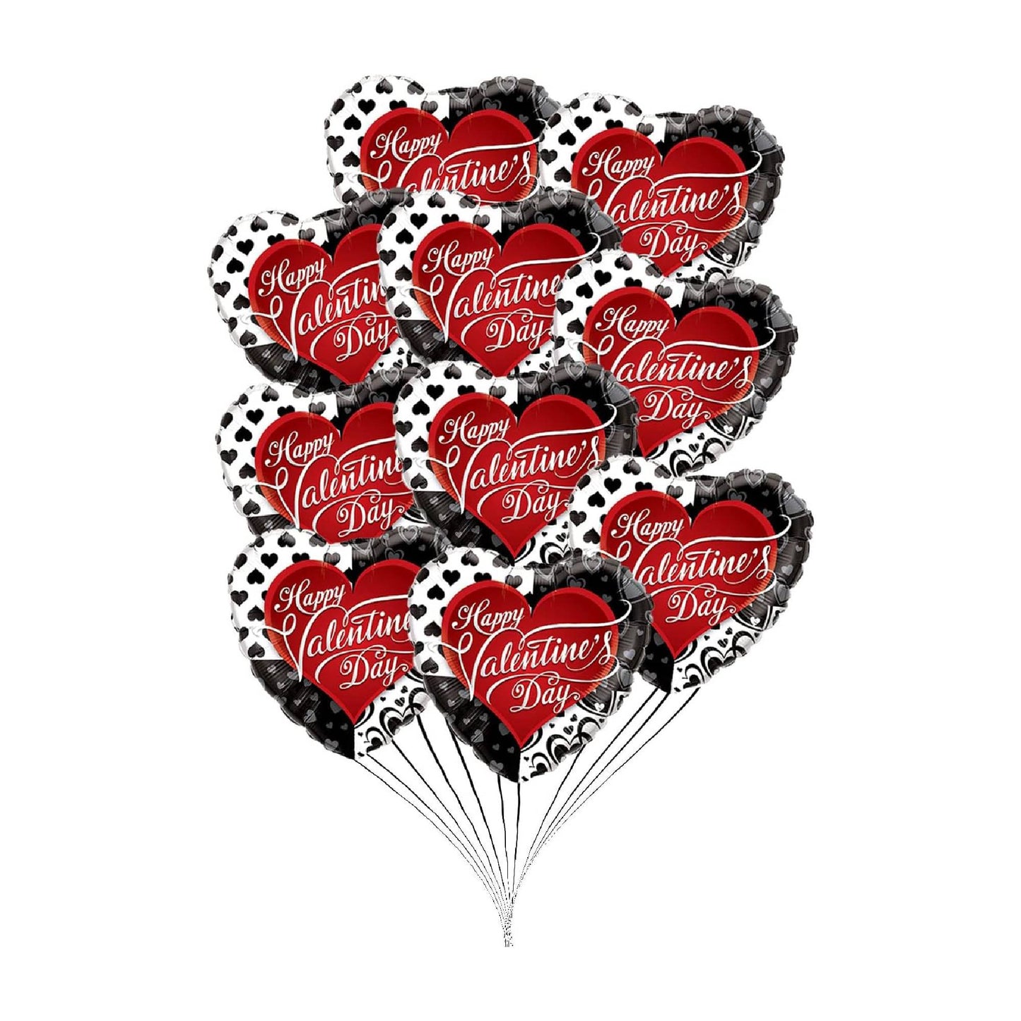 PMU Heart Shaped Happy Valentine's Day Balloons 18-Inch Mylar Idea Gift for Him or Her & Valentine Party Decorations