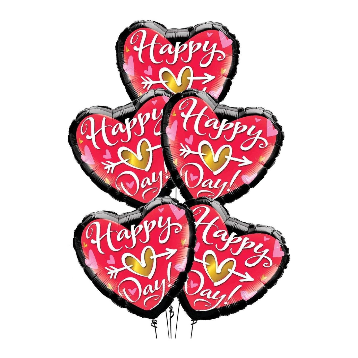 PMU Heart Shaped Happy Valentine's Day Balloons 18-Inch Mylar Idea Gift for Him or Her & Valentine Party Decorations