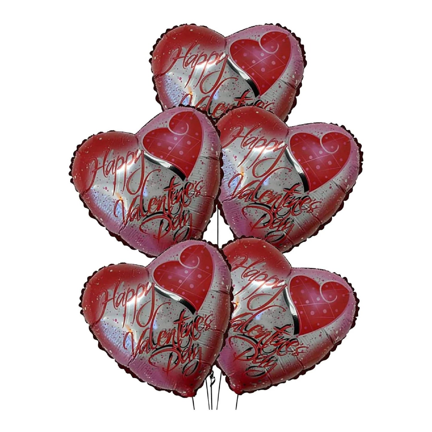 PMU Heart Shaped Happy Valentine's Day Balloons 18-Inch Mylar Idea Gift for Him or Her & Valentine Party Decorations