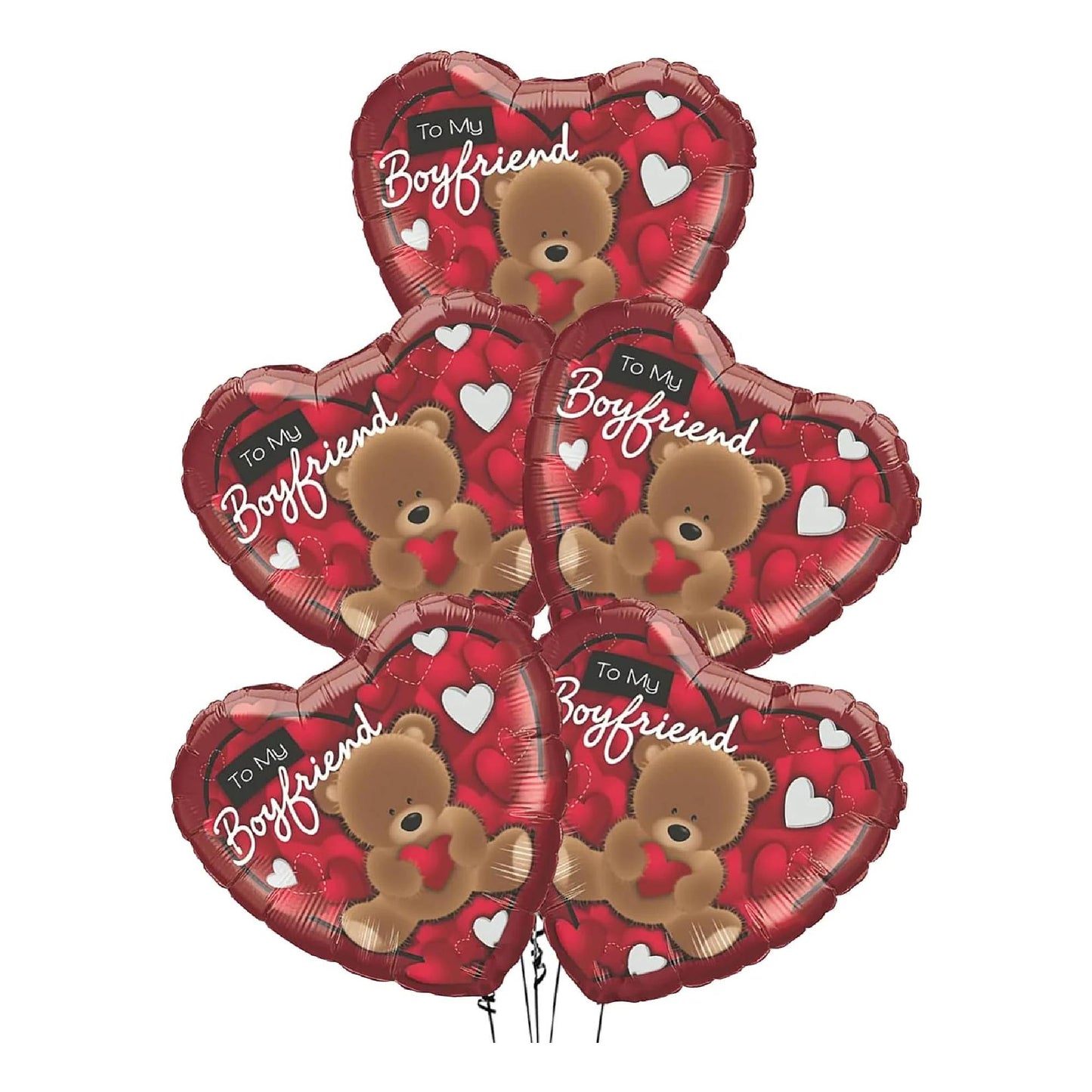 PMU Heart Shaped Happy Valentine's Day Balloons 18-Inch Mylar Idea Gift for Him or Her & Valentine Party Decorations