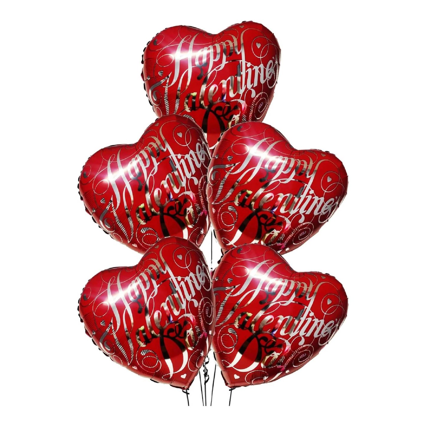 PMU Heart Shaped Happy Valentine's Day Balloons 18-Inch Mylar Idea Gift for Him or Her & Valentine Party Decorations