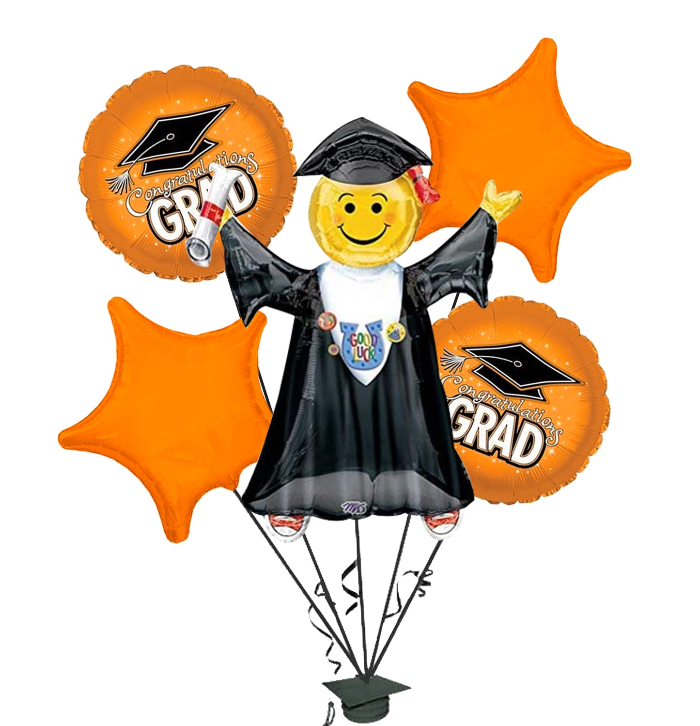 PMU Graduation Jumping Smiley Grad Balloon Bouquet (5/Pkg) Pkg/1