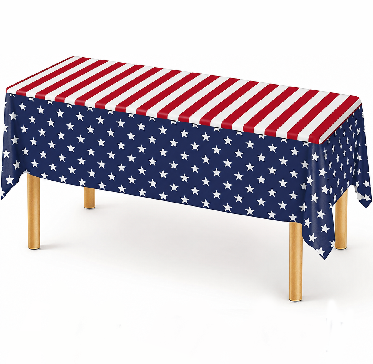 PMU Patriotic American Flag & Bunting Tablecloth 54in x 108in - 4th of July Tableware & Patriotic Party Supplies for Independence Day, Memorial Day, Veterans Day, Elections & Holiday Celebrations