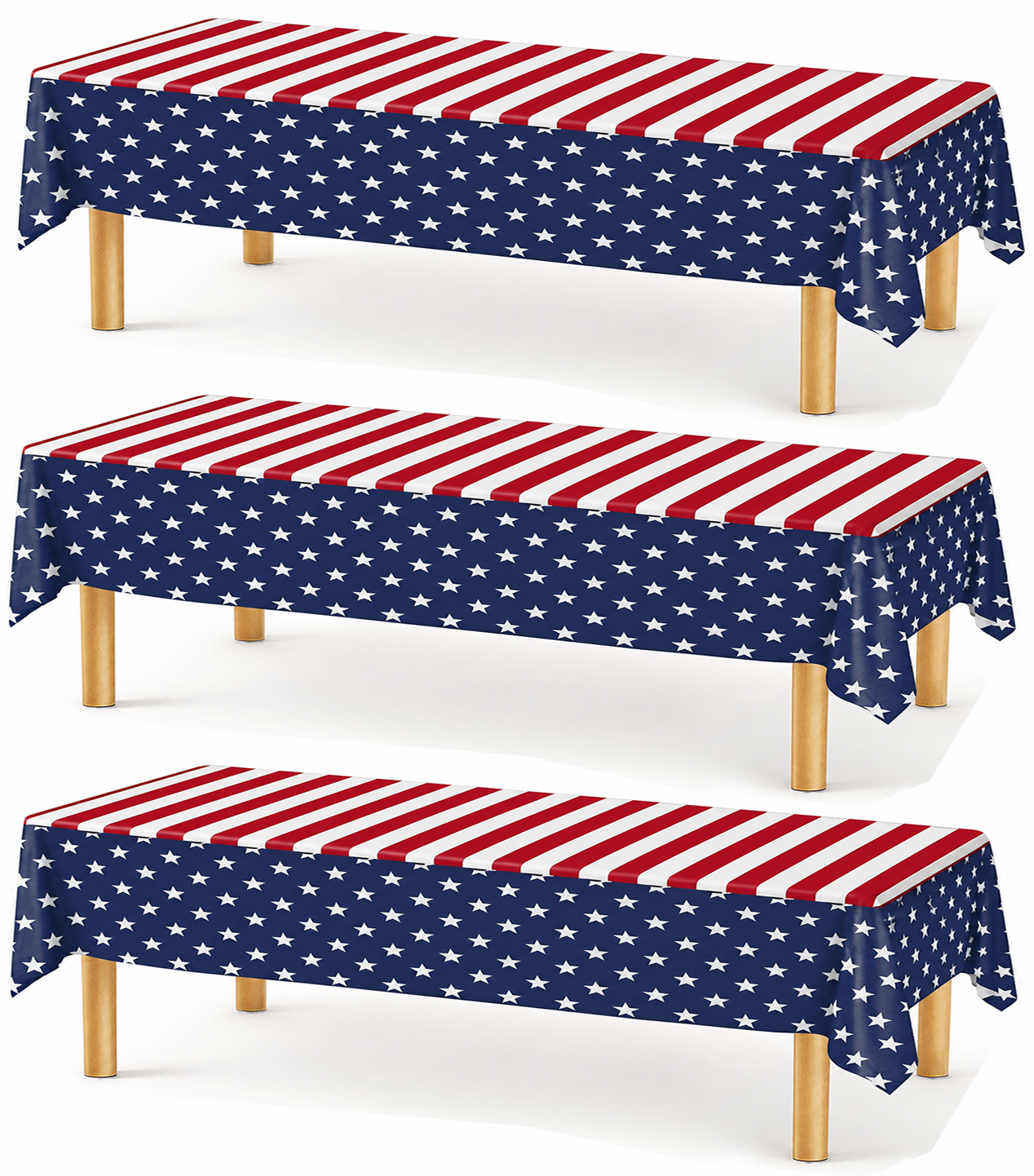PMU Patriotic American Flag & Bunting Tablecloth 54in x 108in - 4th of July Tableware & Patriotic Party Supplies for Independence Day, Memorial Day, Veterans Day, Elections & Holiday Celebrations