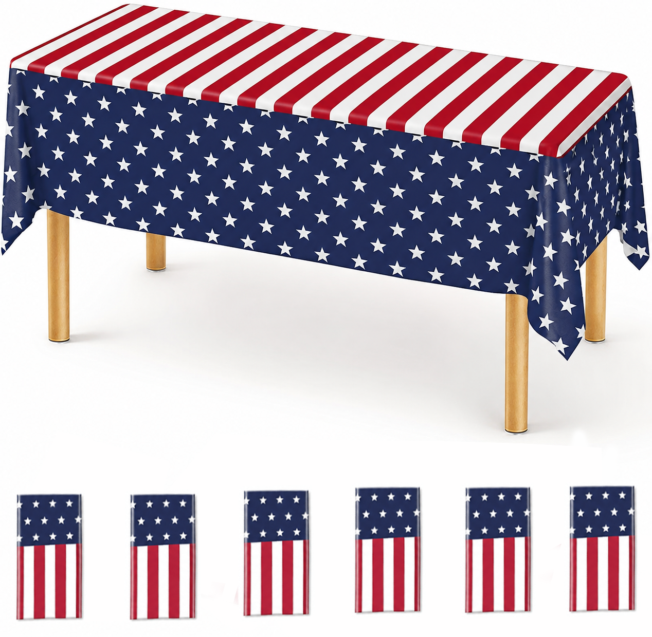 PMU Patriotic American Flag & Bunting Tablecloth 54in x 108in - 4th of July Tableware & Patriotic Party Supplies for Independence Day, Memorial Day, Veterans Day, Elections & Holiday Celebrations