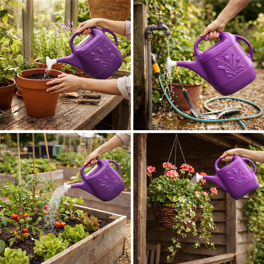 PMU 2 Gallon Watering Can - Garden Watering Can for Indoor & Outdoor Plants - Plastic Water Can with Detachable Sprinkler Head - Large Water Pot, Made in USA