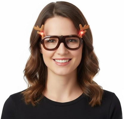 PMU Christmas Holly Sunglasses – Festive Holiday Costume Glasses, Novelty Reindeer Antler Eyewear for Adults & Kids Xmas