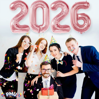 PMU New Year's Eve Party "2026" 16inch, 30inch, & 40inch in Number Mylar Balloons 2026 New Year, Graduation, Birthday, Special Events Accessories Party Celebration (4/pkg) Pkg/1