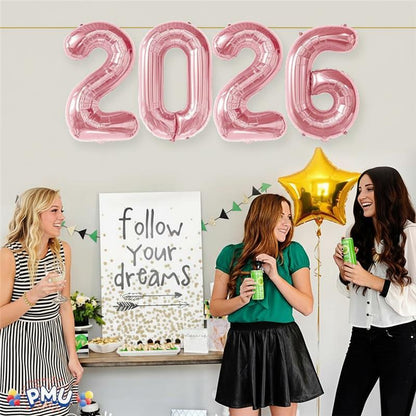 PMU New Year's Eve Party "2026" 16inch, 30inch, & 40inch in Number Mylar Balloons 2026 New Year, Graduation, Birthday, Special Events Accessories Party Celebration (4/pkg) Pkg/1