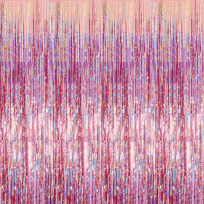PMU Metallic Fringe Curtains | Metallic Foil Fringe Backdrop Curtains | Fringe Backdrop for Graduation, Birthday Party Decorations, Baby Shower, Disco Party |3ft x 8ft