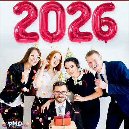 PMU New Year's Eve Party "2026" 16inch, 30inch, & 40inch in Number Mylar Balloons 2026 New Year, Graduation, Birthday, Special Events Accessories Party Celebration (4/pkg) Pkg/1