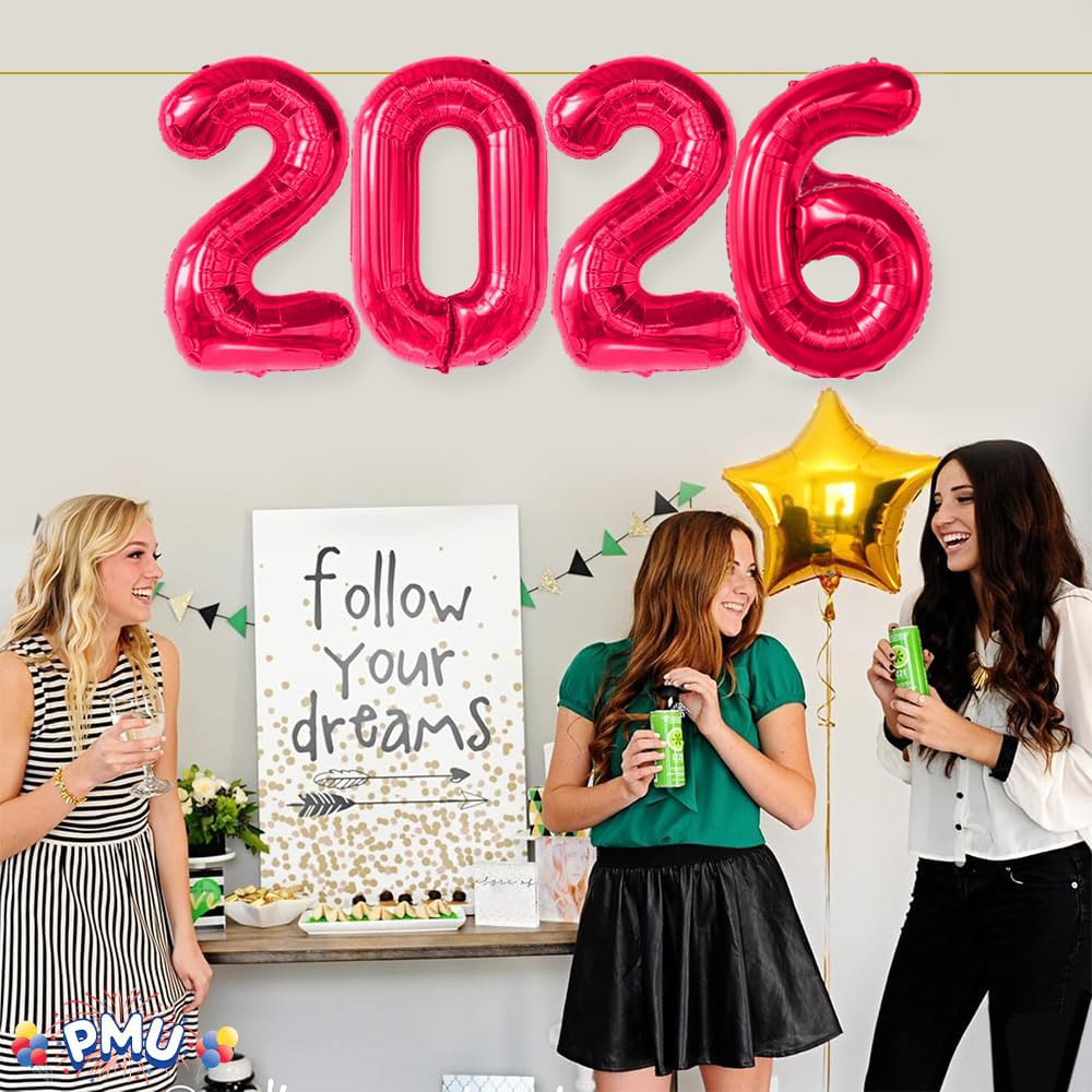 PMU New Year's Eve Party "2026" 16inch, 30inch, & 40inch in Number Mylar Balloons 2026 New Year, Graduation, Birthday, Special Events Accessories Party Celebration (4/pkg) Pkg/1
