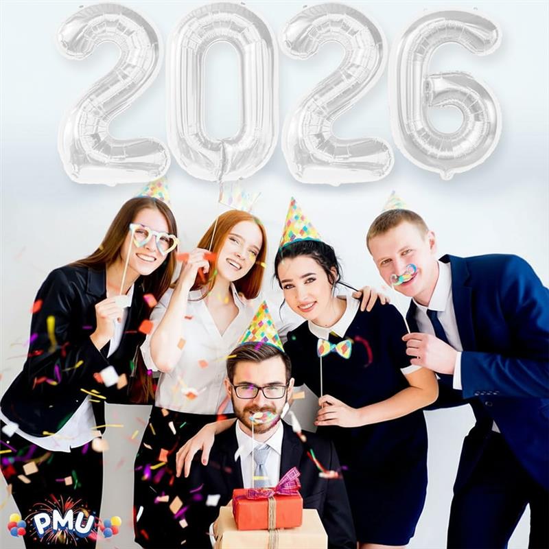 PMU New Year's Eve Party "2026" 16inch, 30inch, & 40inch in Number Mylar Balloons 2026 New Year, Graduation, Birthday, Special Events Accessories Party Celebration (4/pkg) Pkg/1