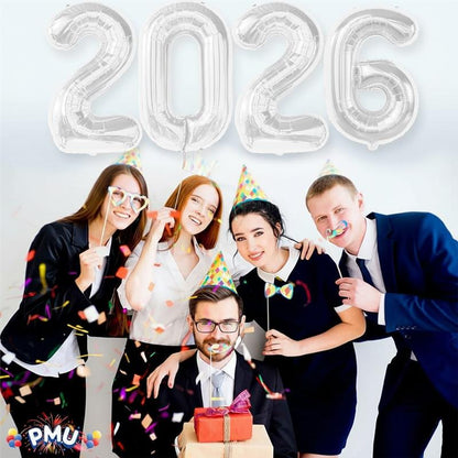 PMU New Year's Eve Party "2026" 16inch, 30inch, & 40inch in Number Mylar Balloons 2026 New Year, Graduation, Birthday, Special Events Accessories Party Celebration (4/pkg) Pkg/1