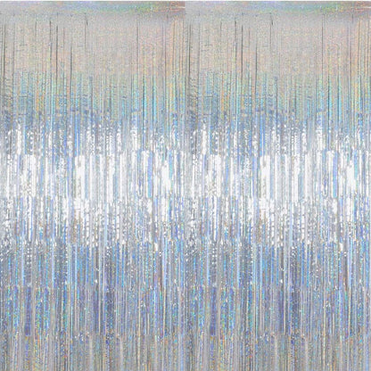 PMU Metallic Fringe Curtains | Metallic Foil Fringe Backdrop Curtains | Fringe Backdrop for Graduation, Birthday Party Decorations, Baby Shower, Disco Party |3ft x 8ft