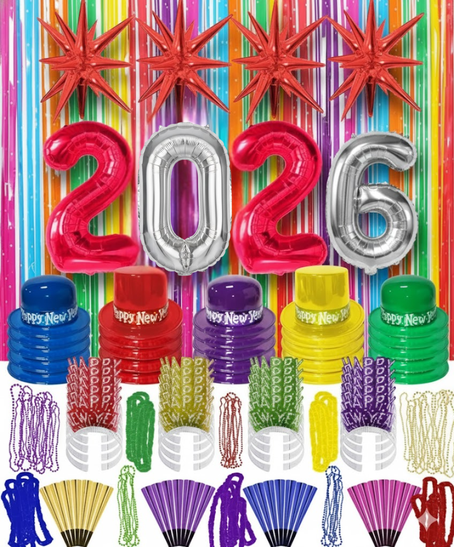 PMU New Year's Eve Party Supplies 2026 Party Kit for New Year's Eve Decorations Supplies, Outfits for Adults, Men and Women