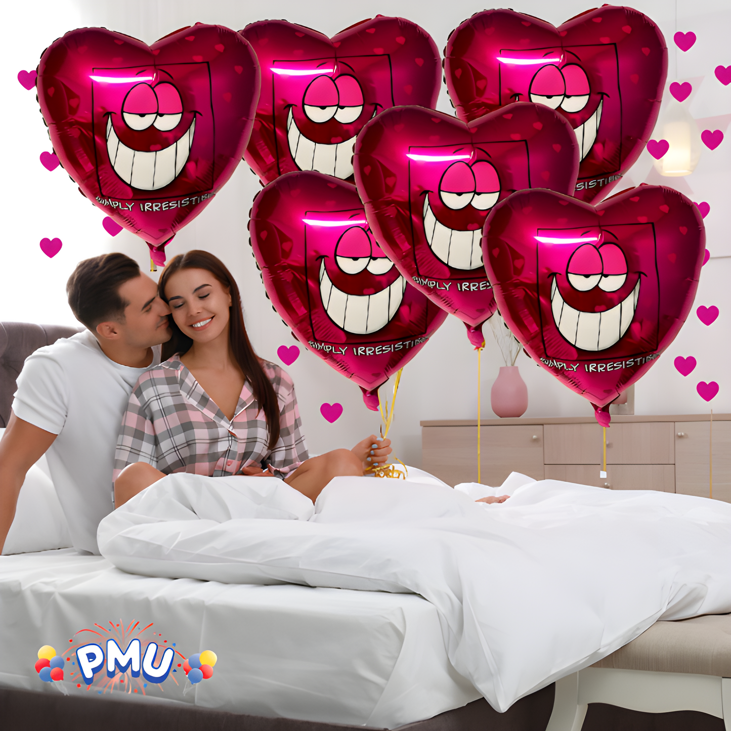 PMU Happy Valentine's Day 18 Inch Hearts Mylar-Foil Balloon