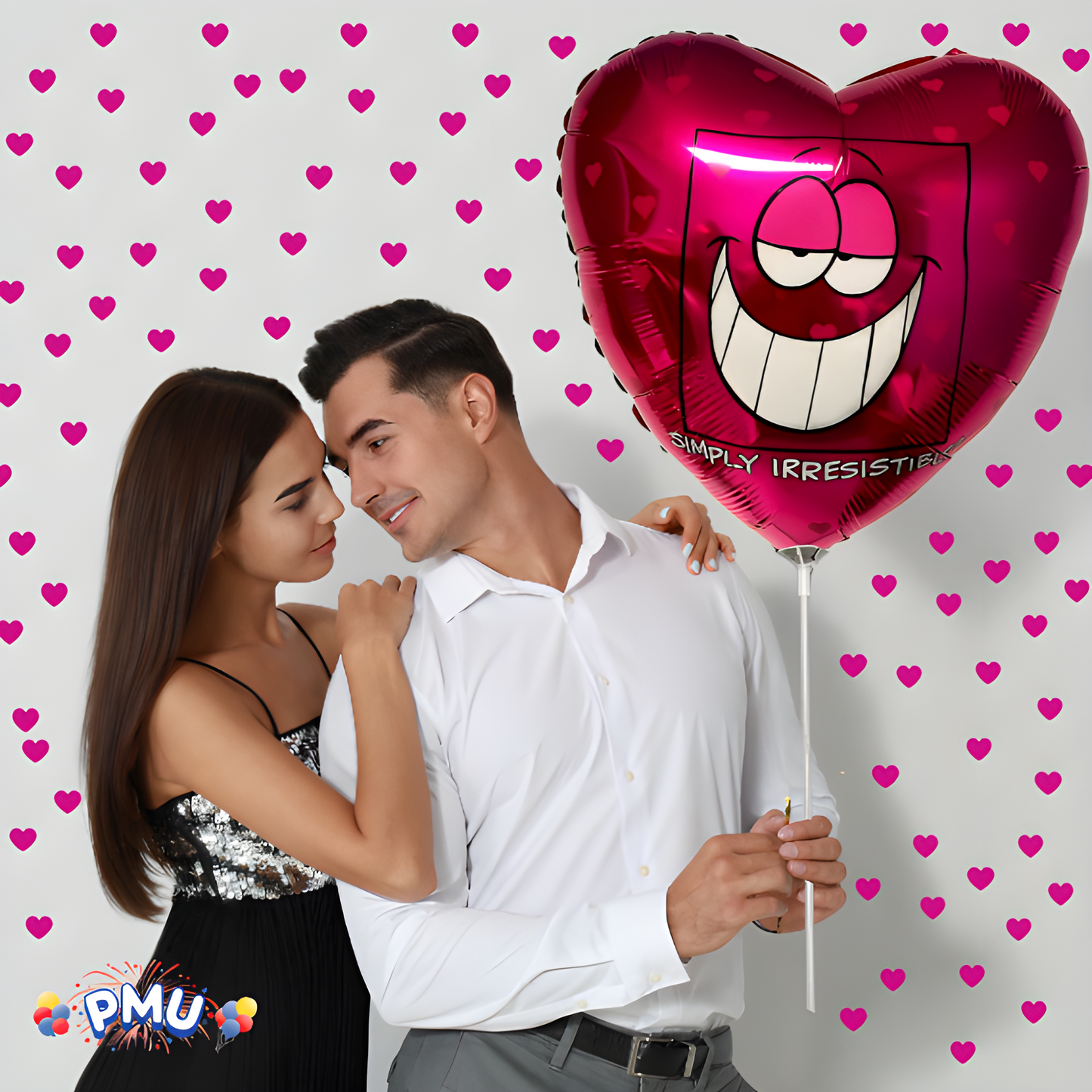 PMU Happy Valentine's Day 18 Inch Hearts Mylar-Foil Balloon