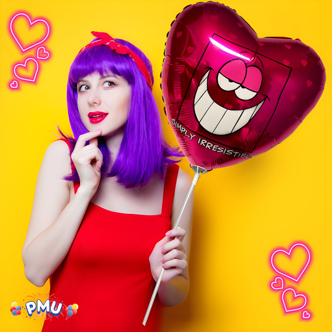 PMU Happy Valentine's Day 18 Inch Hearts Mylar-Foil Balloon