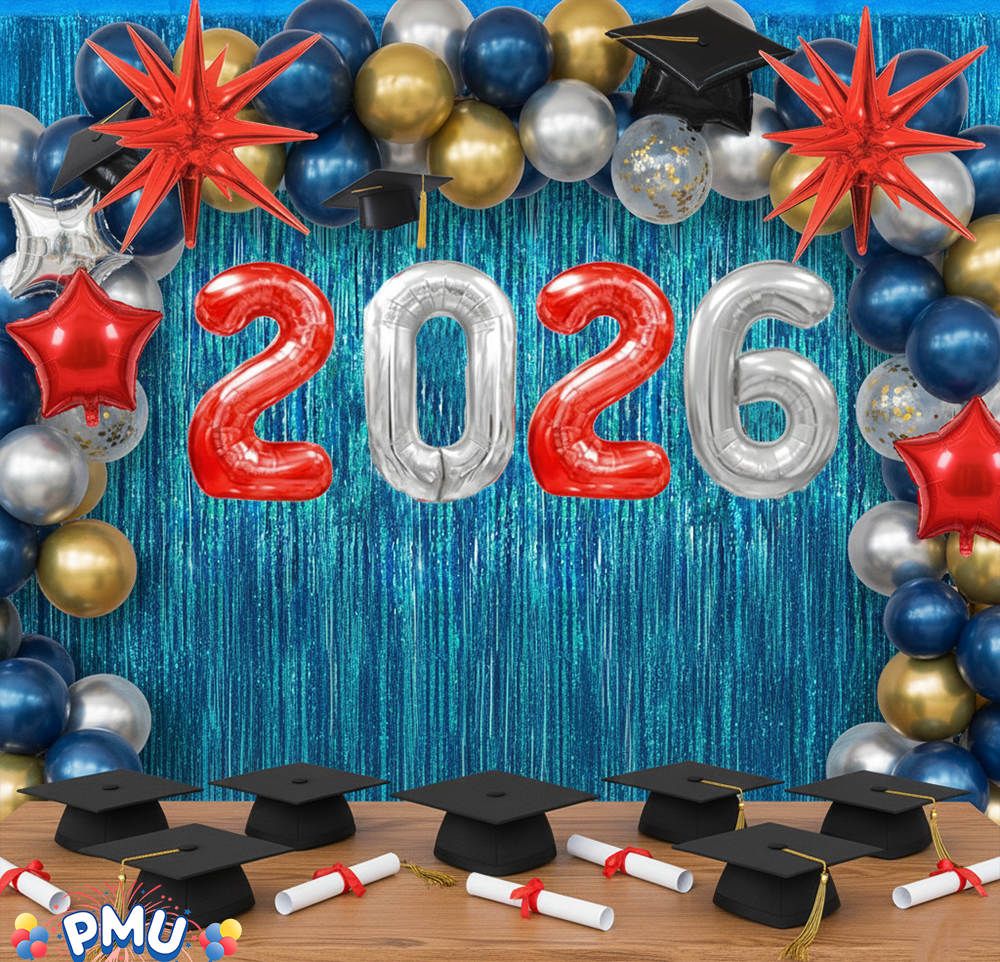 PMU 2026 Graduation - New Years Balloons Curtain Backdrop Party Kit Decorations