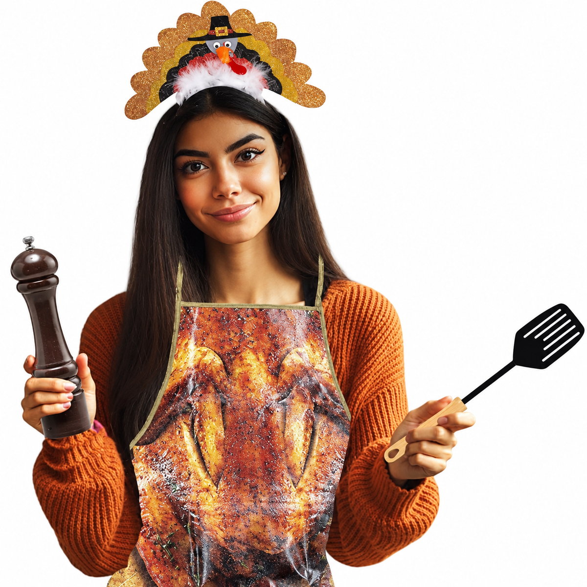 PMU Thanksgiving Turkey Headband w/Marabou and Turkey Apron Set Party Costume Accessories (2/Pkg) Pkg/1