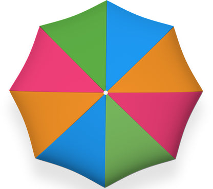 PMU Beach Umbrella 6 feet Opens to 72 inches Multicolor Beach Parasol and Outdoor Sun Protection Polyester