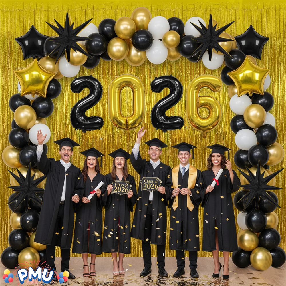 PMU 2026 Graduation - New Years Balloons Curtain Backdrop Party Kit Decorations