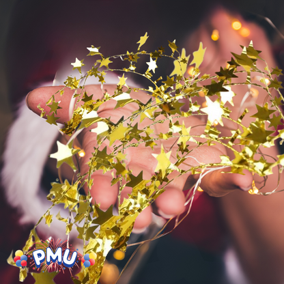 PMU Star Wire Shiny - Garland Halloween, Christmas Party, Wedding, Birthday, Festive Home Decoration Ornament 25ft Tinsel