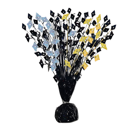 PMU Gradburst Balloon Weight Centerpiece 15 Inch with Die-Cut Metallic