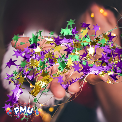 PMU Star Wire Shiny - Garland Halloween, Christmas Party, Wedding, Birthday, Festive Home Decoration Ornament 25ft Tinsel