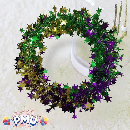 PMU Star Wire Shiny - Garland Halloween, Christmas Party, Wedding, Birthday, Festive Home Decoration Ornament 25ft Tinsel