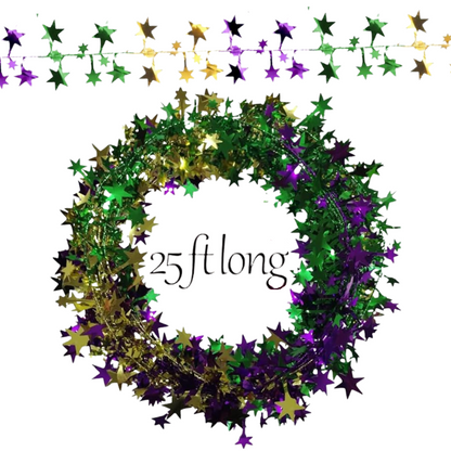 PMU Star Wire Shiny - Garland Halloween, Christmas Party, Wedding, Birthday, Festive Home Decoration Ornament 25ft Tinsel