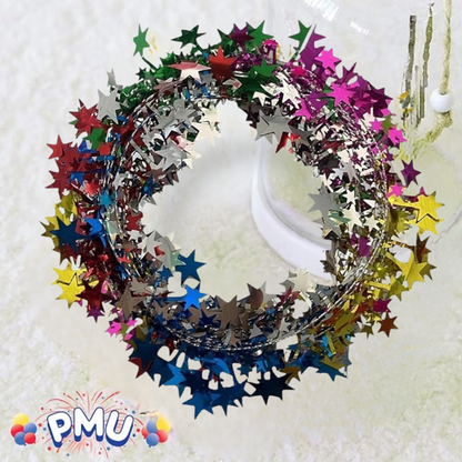 PMU Star Wire Shiny - Garland Halloween, Christmas Party, Wedding, Birthday, Festive Home Decoration Ornament 25ft Tinsel