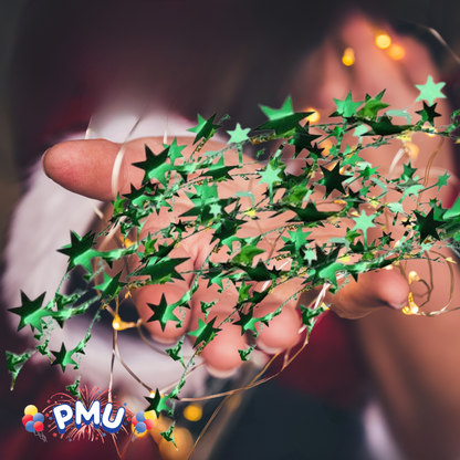 PMU Star Wire Shiny - Garland Halloween, Christmas Party, Wedding, Birthday, Festive Home Decoration Ornament 25ft Tinsel