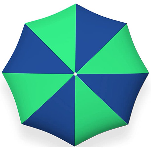 PMU Beach Umbrella 6 feet Opens to 72 inches Multicolor Beach Parasol with Carrying Sleeve for Beach, Patio, and Outdoor Sun Protection Polyester