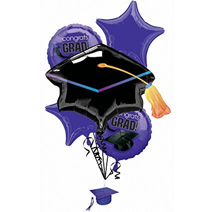 PMU Graduation "Congrats Grad" Foil Balloon Bouquet Pkg/5