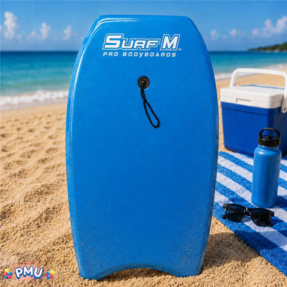 PMU 33 Inch Printed Bodyboard - Lightweight Wrist Leash Slick Bottom Boogie Board for Beach, Sea & Pool - Surfing Board for Kids, Teens & Adults Wave Conditions Pkg/1