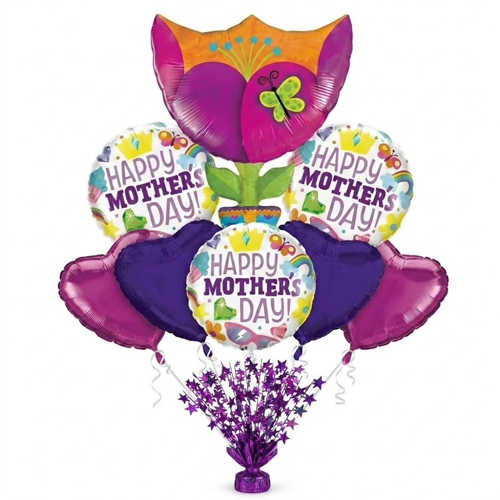 PMU 9pc Mothers Day Balloon Bouquet Set with Balloon Weight