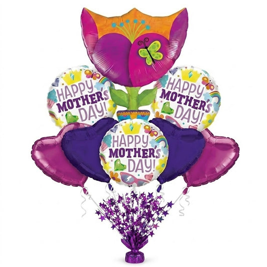 PMU 9pc Mothers Day Balloon Bouquet Set with Balloon Weight