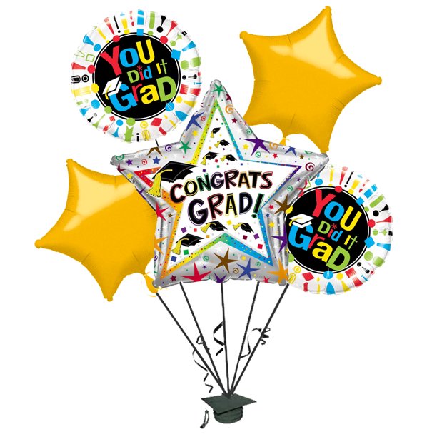 PMU Graduation "Congrats Grad" Star Balloon Bouquet (5/Pkg) Pkg/1