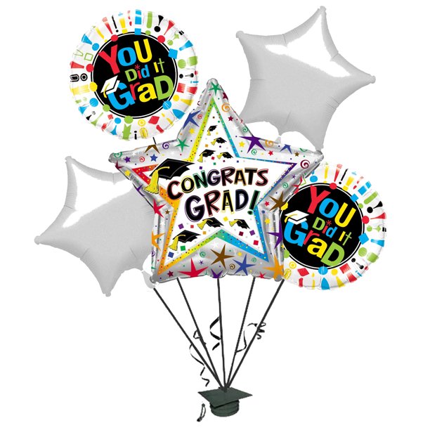 PMU Graduation "Congrats Grad" Star Balloon Bouquet (5/Pkg) Pkg/1