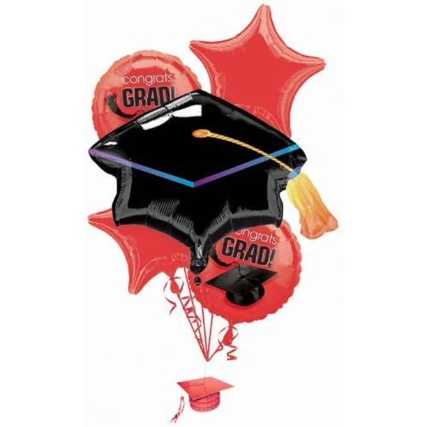 PMU Graduation "Congrats Grad" Foil Balloon Bouquet Pkg/5