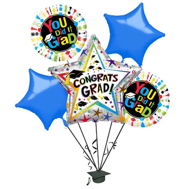 PMU Graduation "Congrats Grad" Star Balloon Bouquet (5/Pkg) Pkg/1