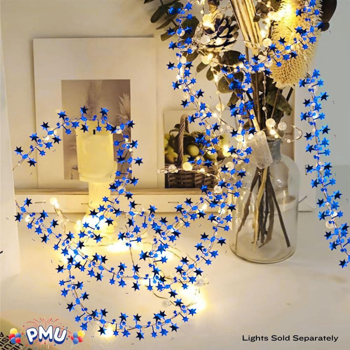 PMU Star Wire Shiny - Garland Halloween, Christmas Party, Wedding, Birthday, Festive Home Decoration Ornament 25ft Tinsel