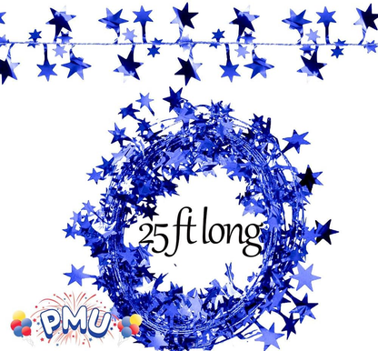PMU Star Wire Shiny - Garland Halloween, Christmas Party, Wedding, Birthday, Festive Home Decoration Ornament 25ft Tinsel