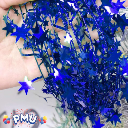 PMU Star Wire Shiny - Garland Halloween, Christmas Party, Wedding, Birthday, Festive Home Decoration Ornament 25ft Tinsel
