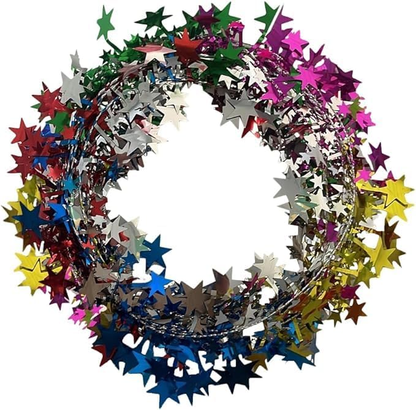 PMU Star Wire Shiny - Garland Halloween, Christmas Party, Wedding, Birthday, Festive Home Decoration Ornament 25ft Tinsel