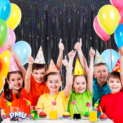 PMU Metallic Fringe Curtains | Metallic Foil Fringe Backdrop Curtains | Fringe Backdrop for Graduation, Birthday Party Decorations, Baby Shower, Disco Party |3ft x 8ft