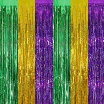 PMU Metallic Fringe Curtains | Metallic Foil Fringe Backdrop Curtains | Fringe Backdrop for Graduation, Birthday Party Decorations, Baby Shower, Disco Party |3ft x 8ft