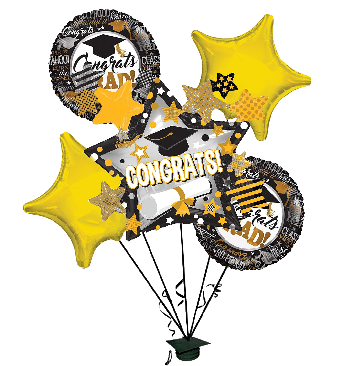 PMU Graduation Black & White Shoot for the Stars Grad Balloon Bouquet (5/pkg) Pkg/1